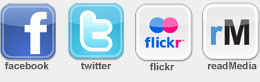 social media icons for facebook, twitter, flickr, and readMedia