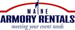 Armory Rental logo with flag and Augusta armory representation